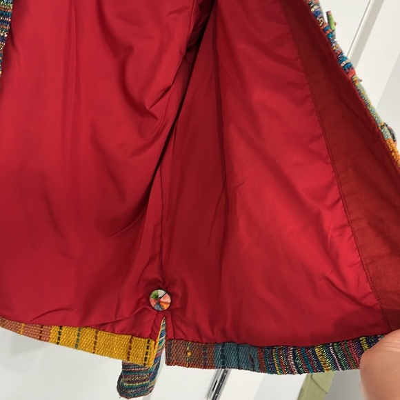 Vintage TravelSmith Petite Medium Yellow, Blue Patchwork Tapestry Jacket - Picture 8 of 11